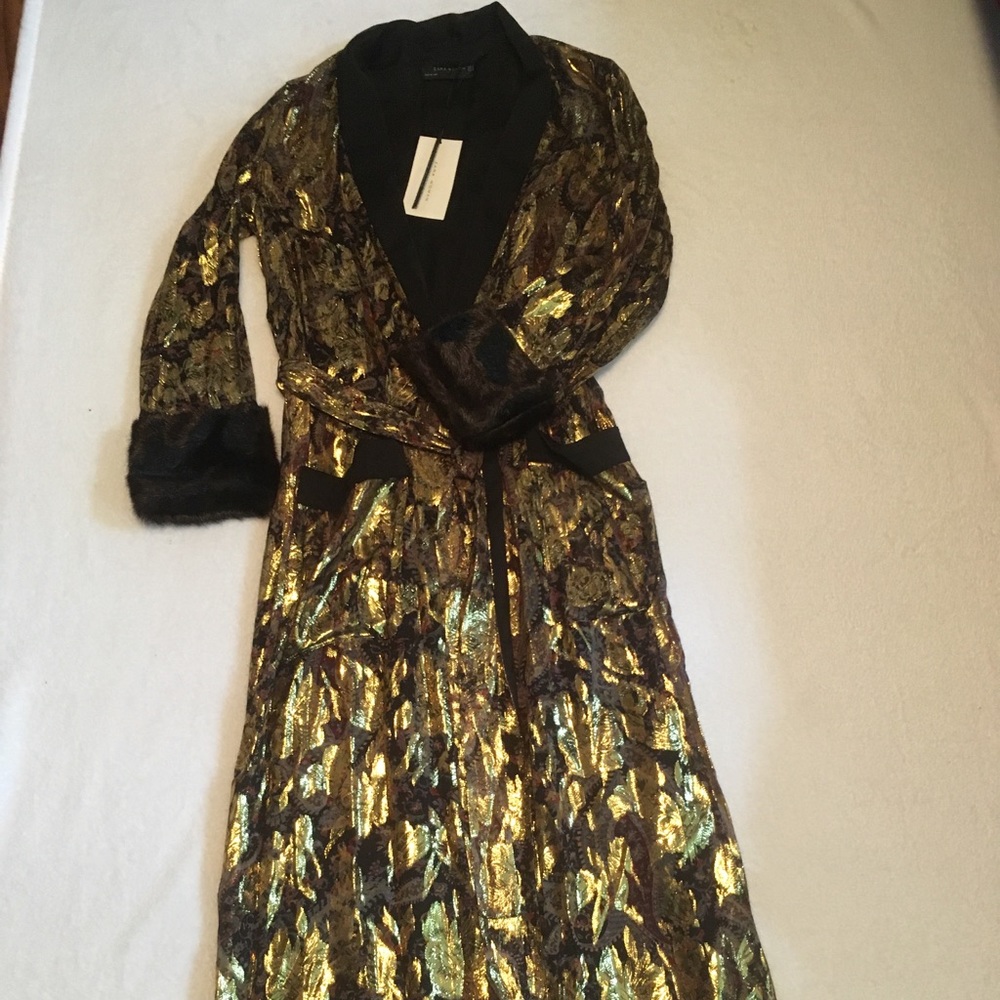 HP!π₯RARE! Zara Silk Jacquard Kimono NWT - Picture 3 of 7